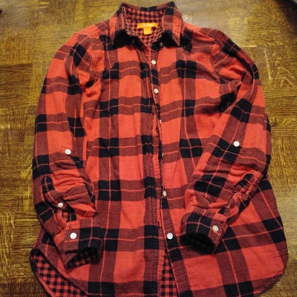 Joe Fresh Red and Black Plaid Button Down Shirt - Picture 4 of 4